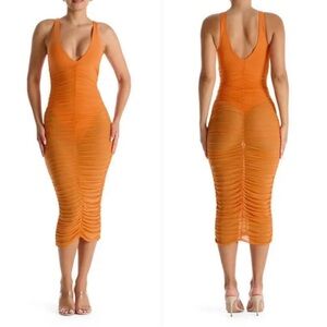 NWT Naked Wardrobe Orange Midi Dress